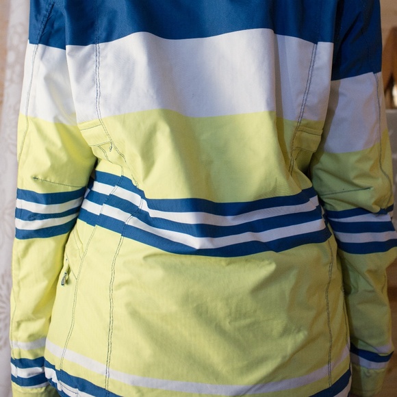 Yellow/blue stripe Micro-light Winter/Skiing Coat - Picture 5 of 8
